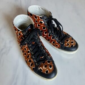 GUCCI Calf Hair Leopard Print Brooklyn Leo Hightops 39 M 8 W 9.5